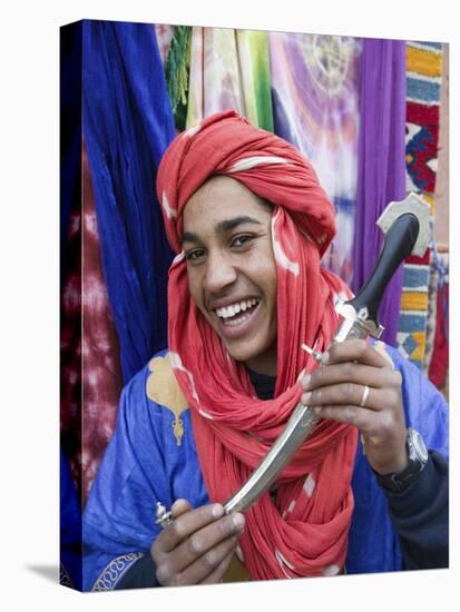 Moroccan Souvenir Seller, Ait Benhaddou, South of the High Atlas, Morocco-Walter Bibikow-Stretched Canvas