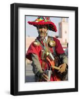 Moroccan Water Seller in Traditional Dress in the Djemaa El Fna, Marrakech-Julian Love-Framed Photographic Print