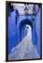 Morocco. A blue alley in the hill town of Chefchaouen.-Brenda Tharp-Framed Premium Photographic Print