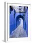 Morocco. A blue alley in the hill town of Chefchaouen.-Brenda Tharp-Framed Photographic Print