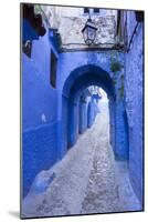 Morocco. A blue alley in the hill town of Chefchaouen.-Brenda Tharp-Mounted Photographic Print