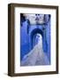 Morocco. A blue alley in the hill town of Chefchaouen.-Brenda Tharp-Framed Photographic Print