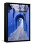 Morocco. A blue alley in the hill town of Chefchaouen.-Brenda Tharp-Framed Stretched Canvas