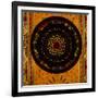 Morocco. A graphic silhouetted detail of a metal Moroccan lamp in a ceiling of a restaurant.-Brenda Tharp-Framed Photographic Print