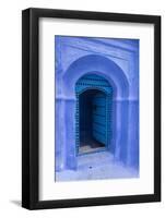 Morocco. A traditional blue doorway in the hill town of Chefchaouen.-Brenda Tharp-Framed Photographic Print