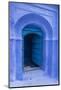 Morocco. A traditional blue doorway in the hill town of Chefchaouen.-Brenda Tharp-Mounted Photographic Print