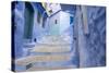 Morocco. Blue Narrow Streets and Neighborhooda of Chaouen-Emily Wilson-Stretched Canvas