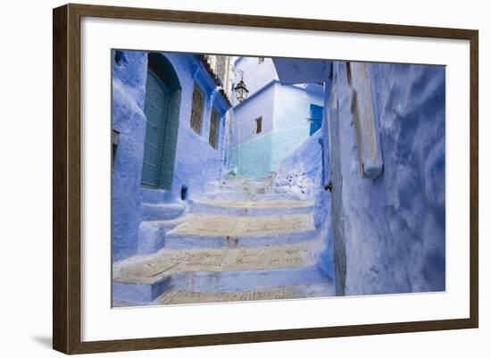 Morocco. Blue Narrow Streets and Neighborhooda of Chaouen-Emily Wilson-Framed Photographic Print