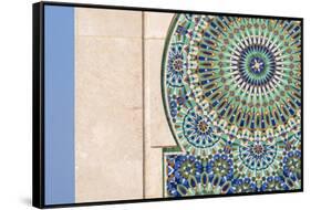 Morocco, Casablanca. Close-up of tile designs on mosque exterior.-Jaynes Gallery-Framed Stretched Canvas