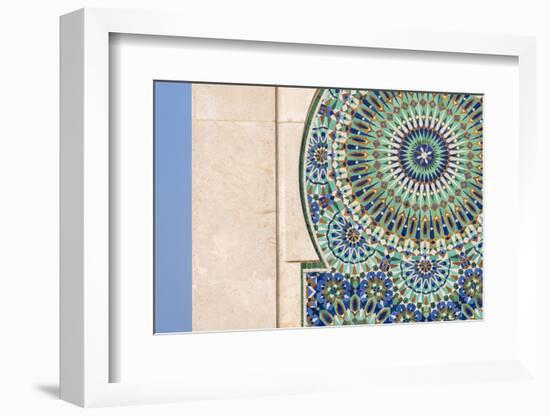 Morocco, Casablanca. Close-up of tile designs on mosque exterior.-Jaynes Gallery-Framed Photographic Print