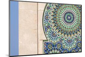 Morocco, Casablanca. Close-up of tile designs on mosque exterior.-Jaynes Gallery-Mounted Photographic Print