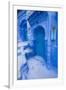 Morocco, Chaouen. Bright Blue House Exteriors in a Narrow Street-Emily Wilson-Framed Photographic Print