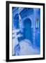 Morocco, Chaouen. Bright Blue House Exteriors in a Narrow Street-Emily Wilson-Framed Photographic Print