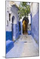 Morocco, Chaouen. Narrow Street Lined with Blue Buildings-Emily Wilson-Mounted Photographic Print