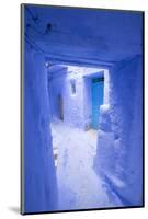 Morocco, Chaouen. Narrow Street Lined with Blue Buildings-Emily Wilson-Mounted Photographic Print