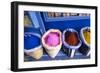 Morocco, Chaouen. Paint Pigments in Burlap Sacks-Emily Wilson-Framed Photographic Print