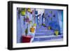 Morocco, Chaouen. Plantings in Colorful Pots Line the Narrow Corridors-Emily Wilson-Framed Photographic Print