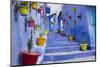 Morocco, Chaouen. Plantings in Colorful Pots Line the Narrow Corridors-Emily Wilson-Mounted Photographic Print