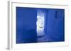 Morocco, Chaouen. Vivid Blue Doorway Out to the Street-Emily Wilson-Framed Photographic Print
