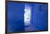 Morocco, Chaouen. Vivid Blue Doorway Out to the Street-Emily Wilson-Framed Photographic Print