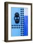 Morocco, Chefchaouen. Detail of blue door and doorknocker-Brenda Tharp-Framed Photographic Print