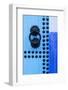 Morocco, Chefchaouen. Detail of blue door and doorknocker-Brenda Tharp-Framed Photographic Print