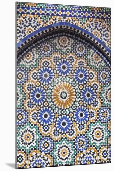 Morocco, Fes. A detail of a mosaic tiled fountain.-Brenda Tharp-Mounted Photographic Print