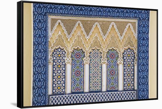 Morocco, Fes. a Detail of an Ornate Wall of the King's Palace-Brenda Tharp-Framed Stretched Canvas