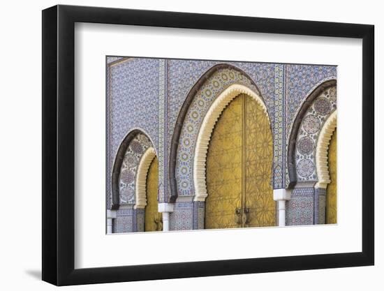 Morocco, Fes. a Detail of the King's Palace Doors-Brenda Tharp-Framed Photographic Print