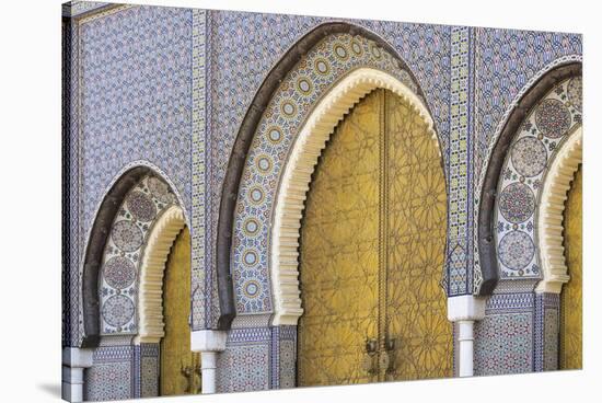 Morocco, Fes. a Detail of the King's Palace Doors-Brenda Tharp-Stretched Canvas