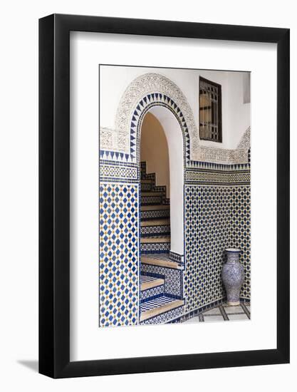 Morocco, Fes. Interior Detail of a Restored Riad-Brenda Tharp-Framed Photographic Print