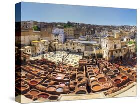 Morocco, Fes, Medina (Old Town), Traditional Old Tanneries-Michele Falzone-Stretched Canvas