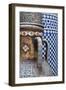 Morocco, Fes. Vase and pillar details with traditional design in the interior of a riad.-Brenda Tharp-Framed Photographic Print