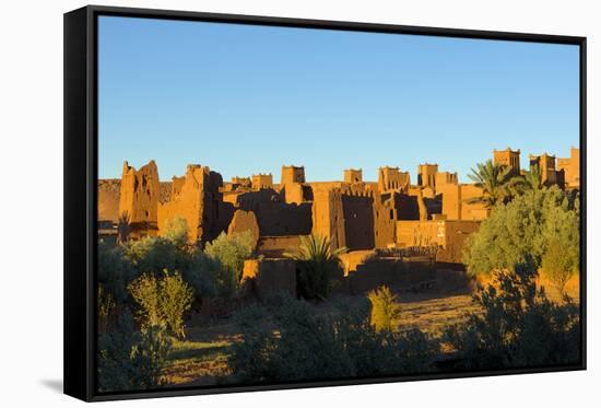 Morocco, Kasbah Ait Ben Addou. Kasbah Surrounded by an Oasis-Michele Molinari-Framed Stretched Canvas