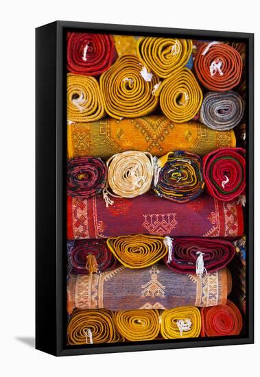 Morocco, Marrakech, Carpets in Market-Andrea Pavan-Framed Stretched Canvas