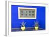 Morocco, Marrakech, Potted Succulent Plants Outside a Blue Building-Emily Wilson-Framed Photographic Print