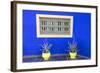 Morocco, Marrakech, Potted Succulent Plants Outside a Blue Building-Emily Wilson-Framed Photographic Print