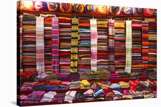 Morocco, Marrakech, Textiles and Fabrics in a Souk-Andrea Pavan-Stretched Canvas