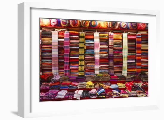 Morocco, Marrakech, Textiles and Fabrics in a Souk-Andrea Pavan-Framed Photographic Print