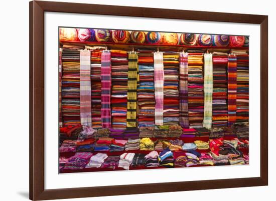 Morocco, Marrakech, Textiles and Fabrics in a Souk-Andrea Pavan-Framed Photographic Print