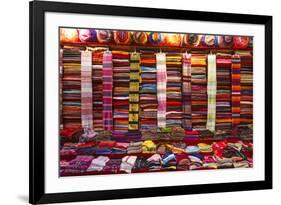 Morocco, Marrakech, Textiles and Fabrics in a Souk-Andrea Pavan-Framed Photographic Print