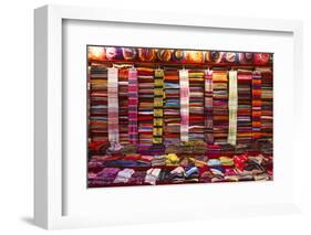 Morocco, Marrakech, Textiles and Fabrics in a Souk-Andrea Pavan-Framed Photographic Print