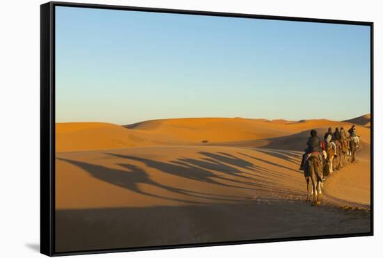 Morocco, Merzouga. Desert Caravan and Dromedaries-Michele Molinari-Framed Stretched Canvas