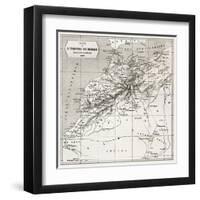 Morocco Old Map. Created By Erhard And Bonaparte, Published On Le Tour Du Monde, Paris, 1860-marzolino-Framed Art Print