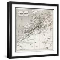 Morocco Old Map. Created By Erhard And Bonaparte, Published On Le Tour Du Monde, Paris, 1860-marzolino-Framed Art Print