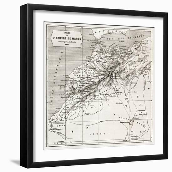 Morocco Old Map. Created By Erhard And Bonaparte, Published On Le Tour Du Monde, Paris, 1860-marzolino-Framed Art Print