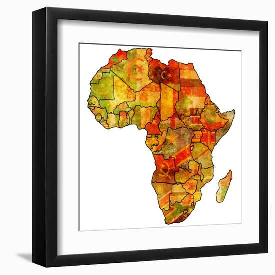 Morocco on Actual Map of Africa-michal812-Framed Art Print