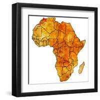 Morocco on Actual Map of Africa-michal812-Framed Art Print