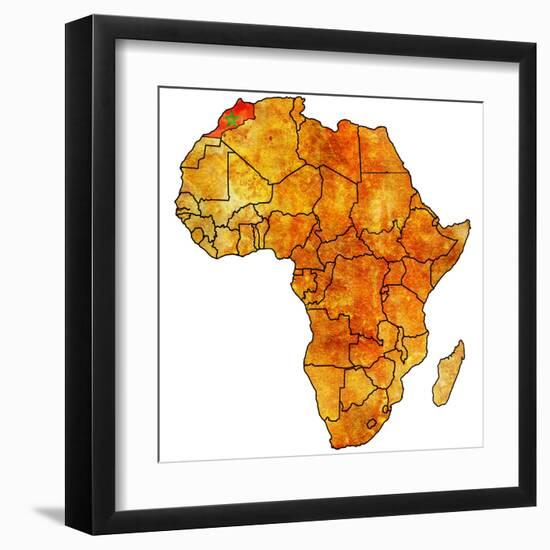 Morocco on Actual Map of Africa-michal812-Framed Art Print