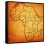 Morocco on Actual Map of Africa-michal812-Framed Stretched Canvas